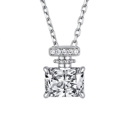 Parfum perfume bottle necklace in 18K white gold with D-E VS white lab-grown diamond