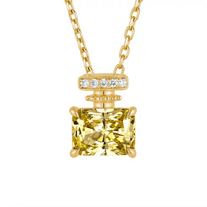 Parfum perfume bottle necklace in 18K yellow gold with Fancy Vivid Yellow VS lab-grown diamond