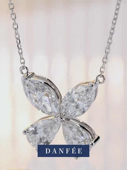 Four-Leaf Clover Orbit Lab-Grown Diamond Necklace in 18K Gold & PT950 Platinum | 2.4 Carat Total | D-E | VS