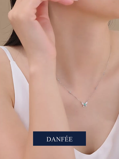 Paraiba Butterfly Lab-Grown Diamond Necklace in 18K Gold & PT950 Platinum | 0.79 Carat | D-E | VS