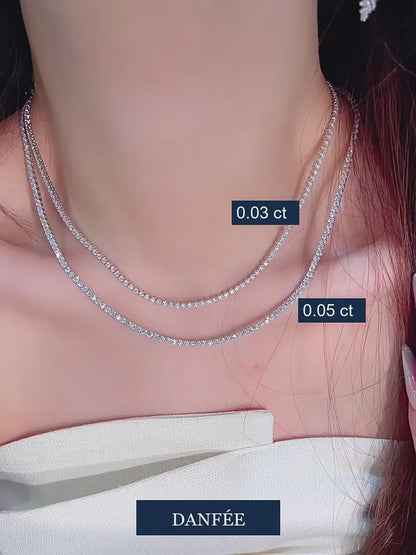 Diamond Tennis Necklace in 18K Gold & PT950 Platinum | D–E (Colourless), VS (Very Slightly Included)