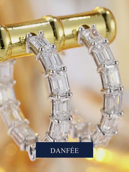 Éternelle Inside-Out Emerald-Cut Lab-Grown Diamond Hoop Earrings in PT950 Platinum | 1.3 Carat Total | D-E | VS