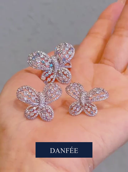 Papillon Openwork Butterfly Lab-Grown Diamond Stud Earrings in 18K White Gold | 3 Carat Total | D-E | VS