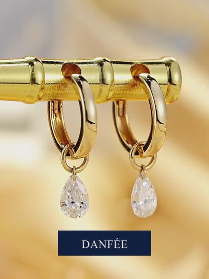 Rosée Pear-Cut Lab-Grown Diamond Drop Huggie Earrings in 18K Gold | 0.6 Carat Total | D-E | VS