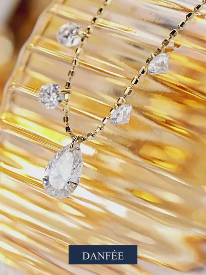 Celestial Fringe Lab-Grown Diamond Necklace in 18K Gold & PT950 Platinum | 2 Carat Total | D-E | VS