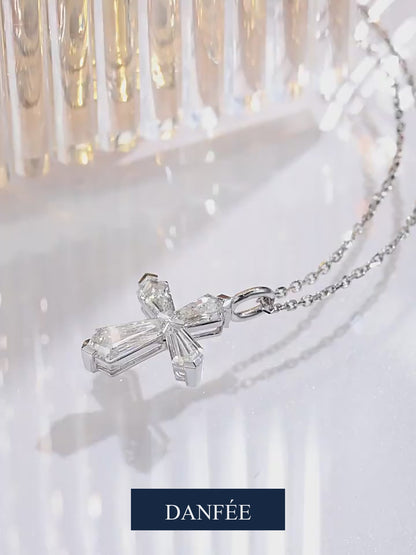 Lab-Grown Diamond Cross Necklace in PT950 Platinum | 1.3 Carat Total | D-E | VS