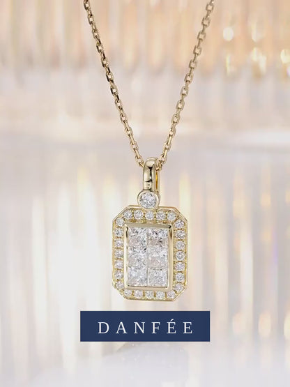 Emerald Cut Bezel Lab-Grown Diamond Necklace in 18K Gold | 2 Carat | D-E | VS