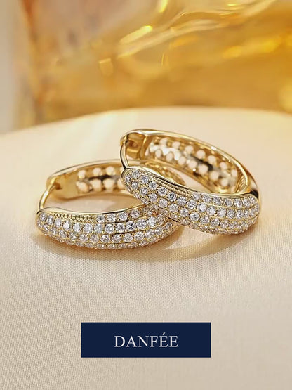 Aurore Dome Pavé Lab-Grown Diamond Huggie Hoop Earrings in 18K Gold | 0.35–0.72 Carat Total | D-E | VS