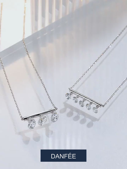 Floating Three-Stone Lab-Grown Diamond Bar Necklace in 18K Gold & PT950 Platinum | 1.5 Carat | D–E (Colourless), VS (Very Slightly Included)