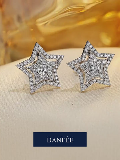 Étoile Three-Way Star Lab-Grown Diamond Stud Earrings with Detachable Star Jacket in 18K White Gold | 1.4 Carat Total | D-E | VS