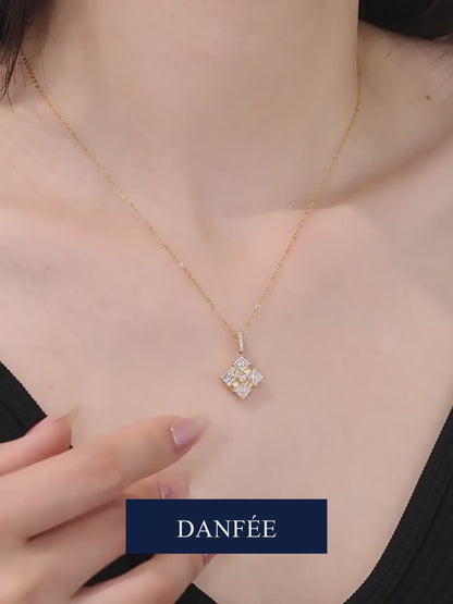 Ribbon Box Lab-Grown Diamond Pendant Necklace in 18K Yellow Gold | 1.8 Carat Total | D-E | VS