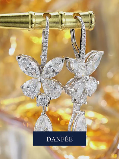 Papillon Butterfly Pear-Drop Lab-Grown Diamond Earrings in PT950 Platinum | 2 Carat Total | D-E | VS