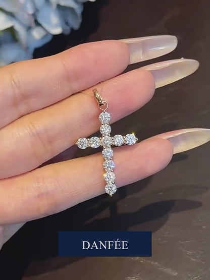 Celeste Cross Lab-Grown Diamond Necklace in 18K Gold | 1.1–2.2 Carat Total | D-E | VS