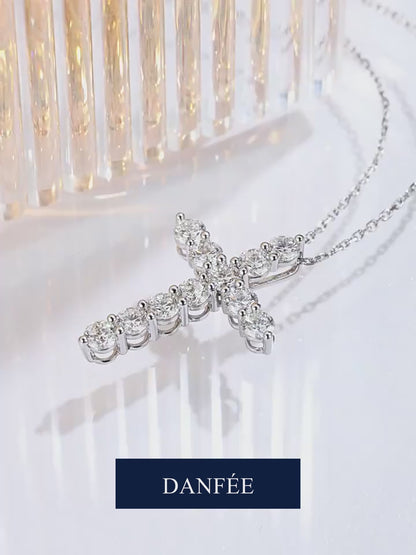 Celeste Cross Lab-Grown Diamond Necklace in PT950 Platinum | 1.1–2.2 Carat Total | D-E | VS