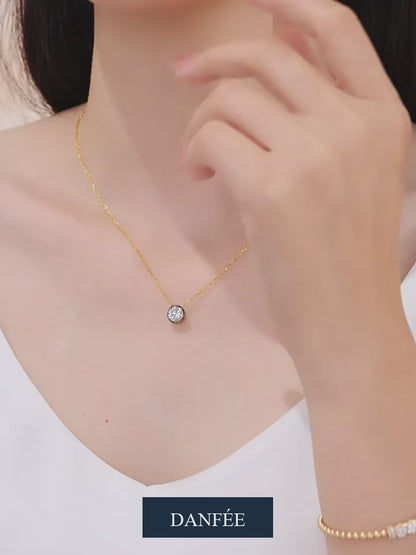 Black-Rim Bubble Lab-Grown Diamond Necklace in 18K Gold | 1 Carat