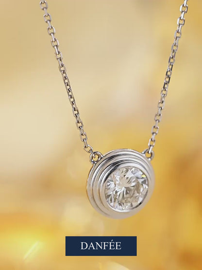 Orbit Bezel Lab-Grown Diamond Necklace in 18K Gold & PT950 Platinum | 1 Carat | D–E (Colourless), VVS (Very Very Slightly Included)