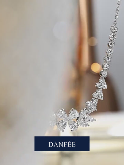 Blossom Cluster Lab-Grown Diamond Necklace in PT950 Platinum | 3.8 Carat | D-E | VS