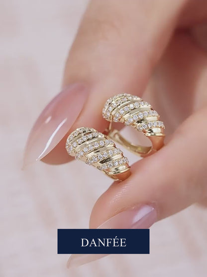 Torsade Twisted Pavé Lab-Grown Diamond Huggie Hoop Earrings in 18K Gold | 0.4 Carat Total | D-E | VS