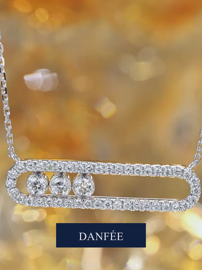 Paperclip Sliding Pavé Lab-Grown Diamond Necklace in 18K Gold | 0.5 Carat | D-E | VS