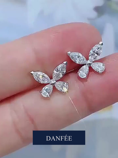 Papillon Marquise & Pear Lab-Grown Diamond Butterfly Stud Earrings in PT950 Platinum | 1.6 Carat Total | D-E | VS