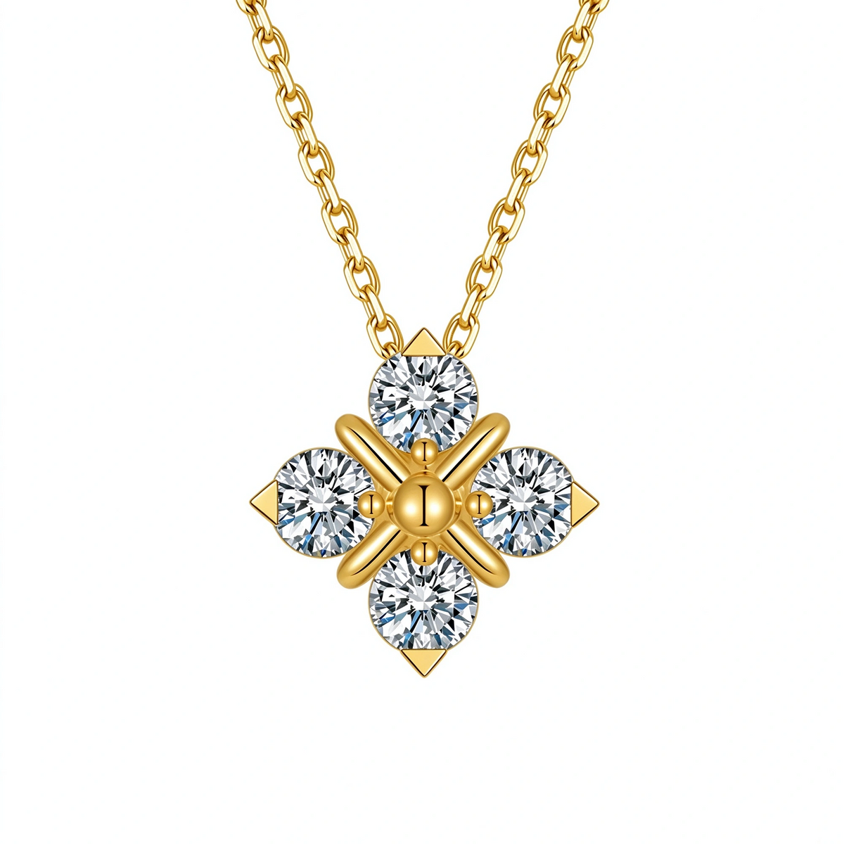 Stellar Blossom lab-grown diamond necklace in 18K yellow gold, 0.6 carat total, D-E VS
