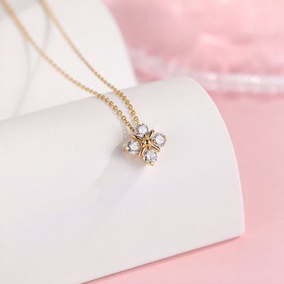 Four-stone lab-grown diamond flower pendant in 18K yellow gold