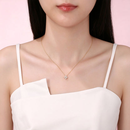 Delicate lab-grown diamond flower necklace with 18 inch chain