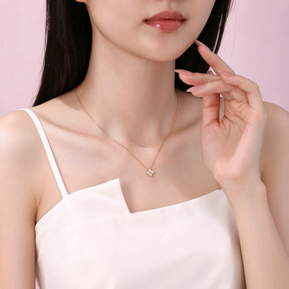 0.6 carat lab-grown diamond pendant necklace in 18K yellow gold on model